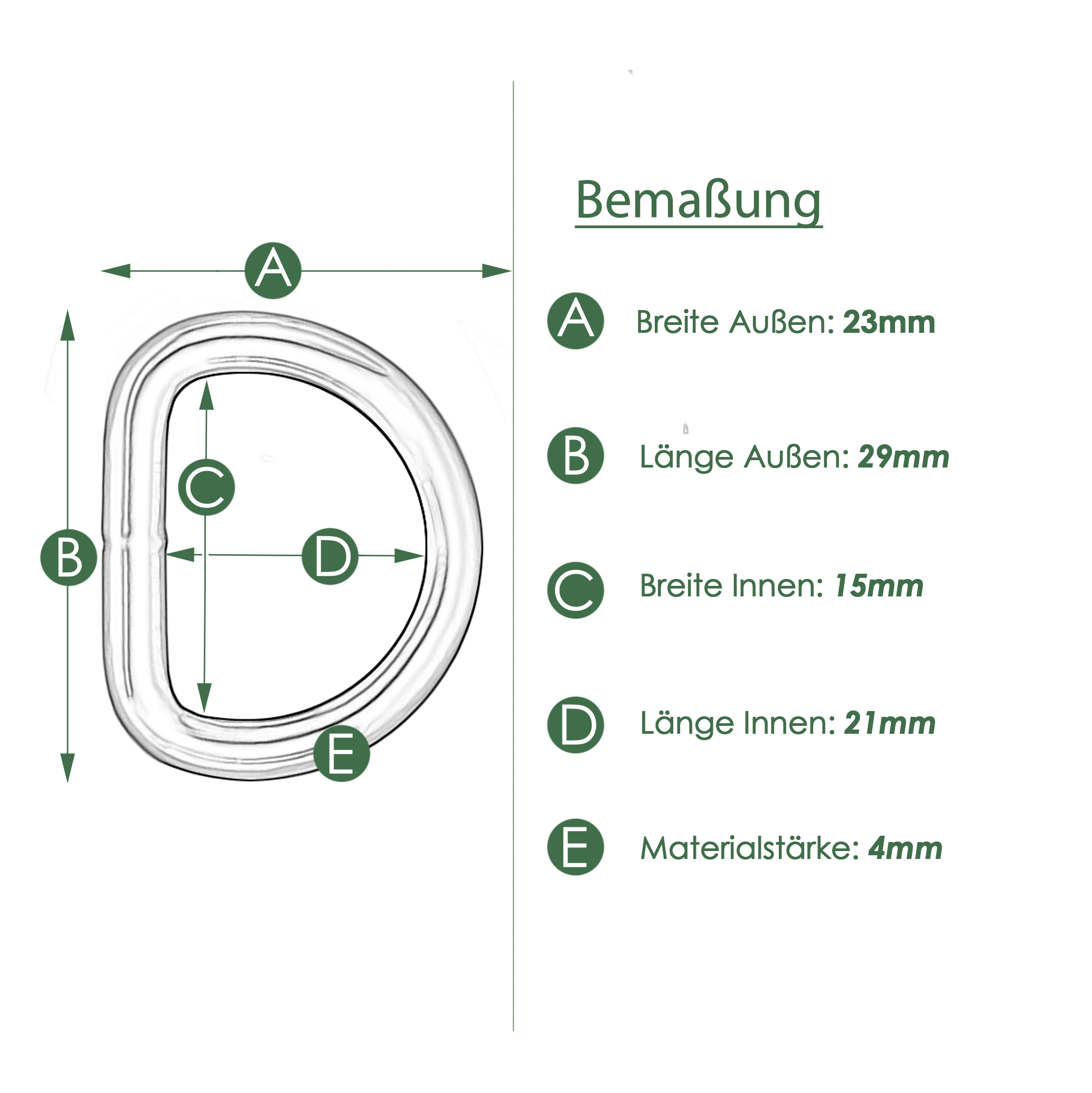 D Ring Stahl, geschweißt, Glanzoberfläche