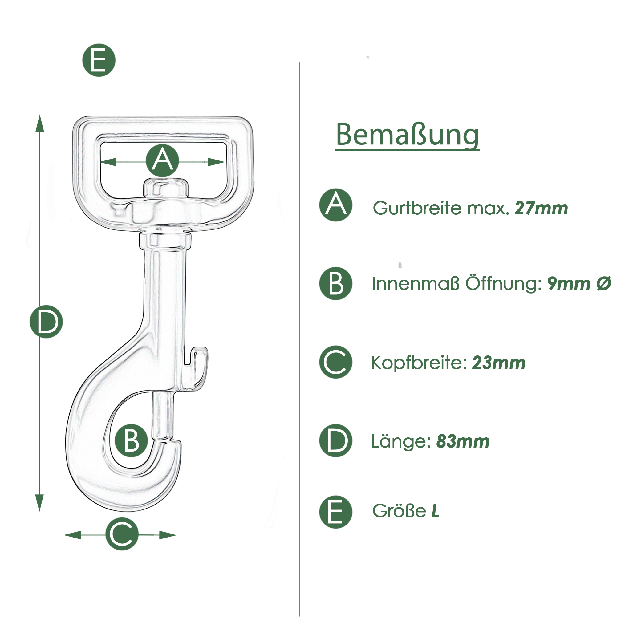 Stahl Karabinerhaken mit Drehgelenk  "Hook"