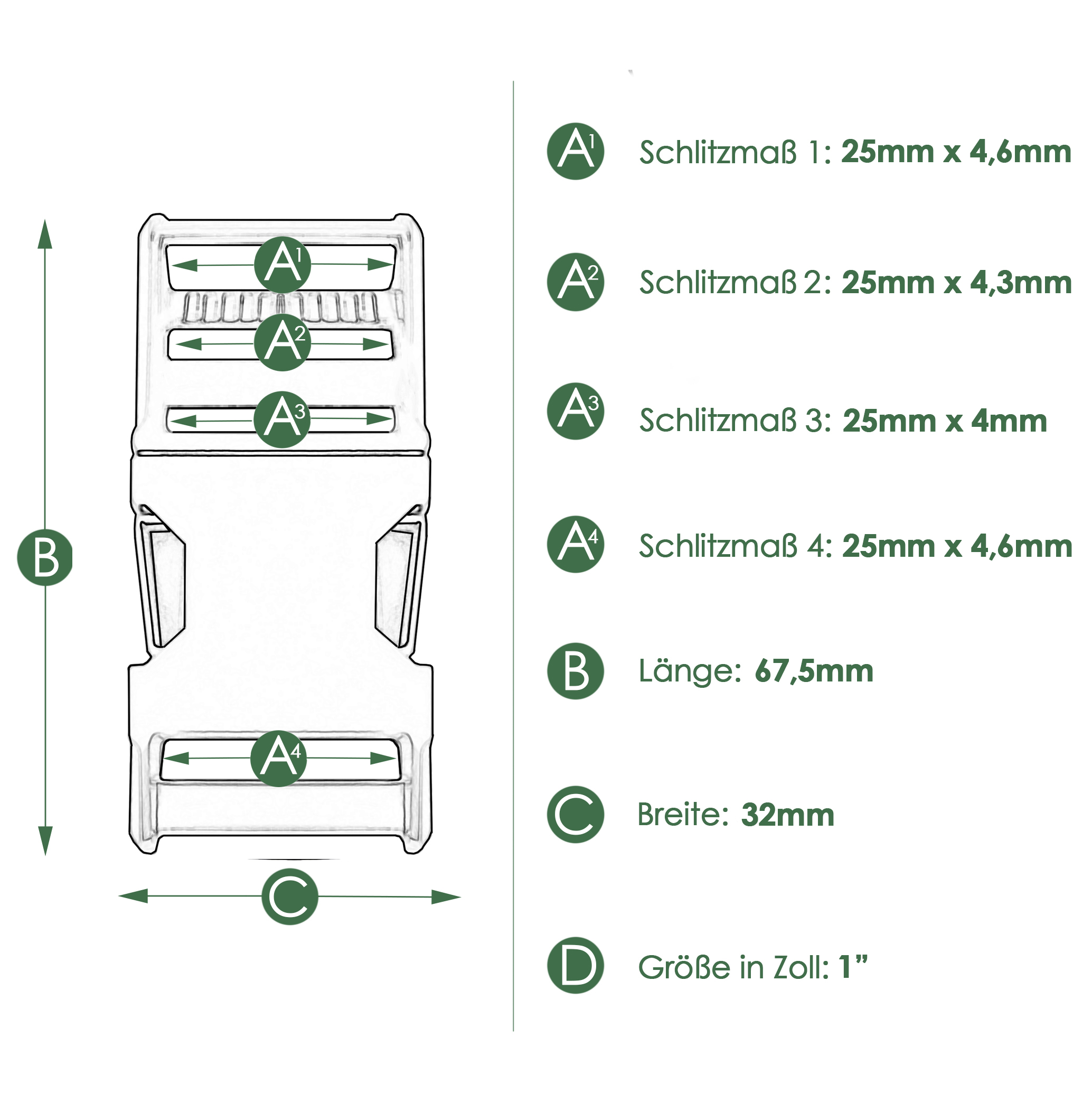 Klickverschluss Metall "edge" mit Doppelsteg